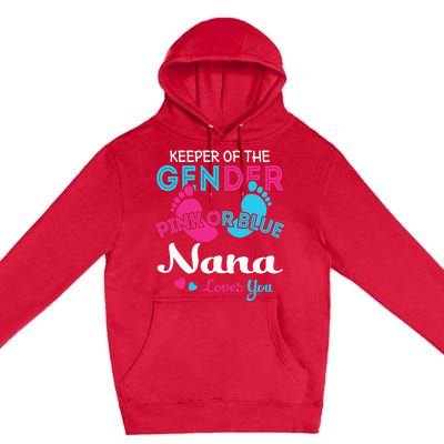 Pink or Blue Nana Loves You Gender Reveal Grandma Premium Pullover Hoodie