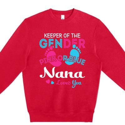 Pink or Blue Nana Loves You Gender Reveal Grandma Premium Crewneck Sweatshirt