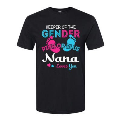 Pink or Blue Nana Loves You Gender Reveal Grandma Softstyle CVC T-Shirt