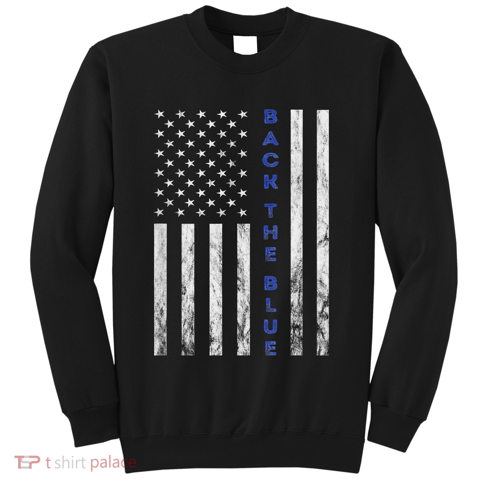 Police Officer Back The Blue Patriotic American Flag Poud Sweatshirt