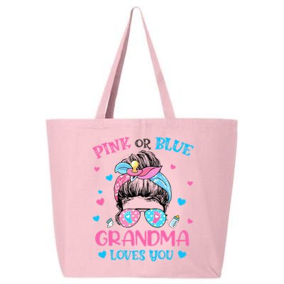 Pink or Blue Grandma Loves You Gender Reveal Messy Bun 25L Jumbo Tote