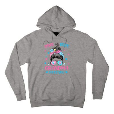 Pink or Blue Grandma Loves You Gender Reveal Messy Bun Tall Hoodie