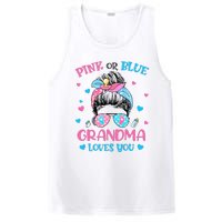 Pink or Blue Grandma Loves You Gender Reveal Messy Bun PosiCharge Competitor Tank