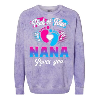 Pink Or Blue Nana Loves You Baby Gender Reveal Colorblast Crewneck Sweatshirt