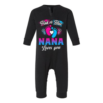 Pink Or Blue Nana Loves You Baby Gender Reveal Infant Fleece One Piece