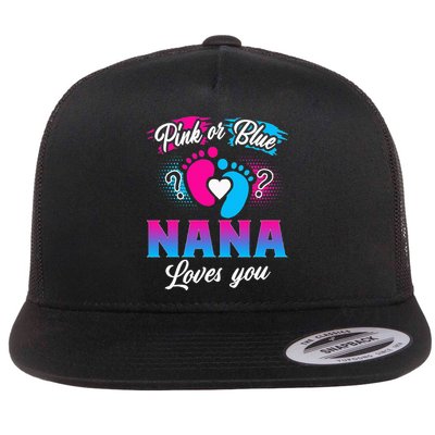 Pink Or Blue Nana Loves You Baby Gender Reveal Flatbill Hat