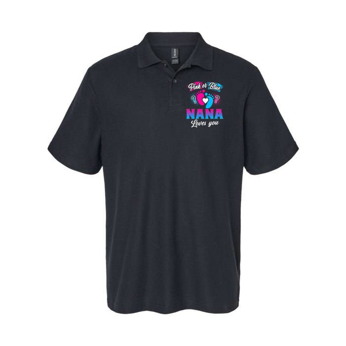 Pink Or Blue Nana Loves You Baby Gender Reveal Softstyle Adult Sport Polo