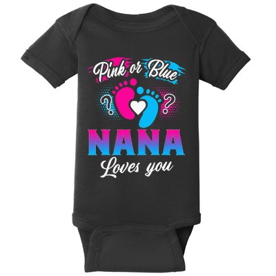 Pink Or Blue Nana Loves You Baby Gender Reveal Baby Bodysuit