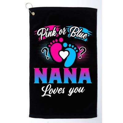 Pink Or Blue Nana Loves You Baby Gender Reveal Golf Towel