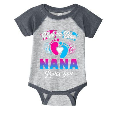 Pink Or Blue Nana Loves You Baby Gender Reveal Infant Baby Jersey Bodysuit