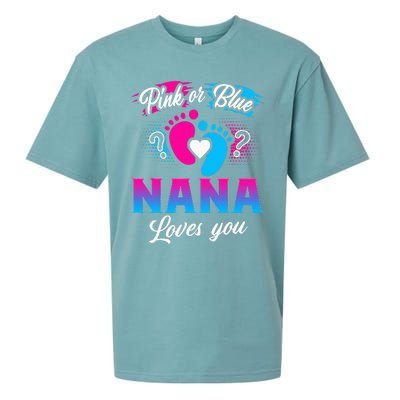 Pink Or Blue Nana Loves You Baby Gender Reveal Sueded Cloud Jersey T-Shirt