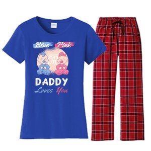 Pink Or Blue Daddy Loves You Gender Reveal Party Shower Great Gift Women's Flannel Pajama Set