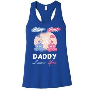 Pink Or Blue Daddy Loves You Gender Reveal Party Shower Great Gift Women's Racerback Tank