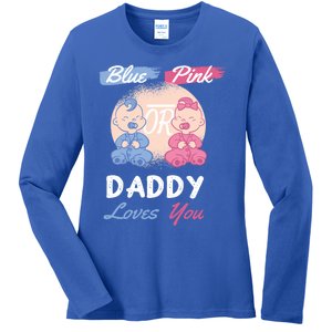 Pink Or Blue Daddy Loves You Gender Reveal Party Shower Great Gift Ladies Long Sleeve Shirt