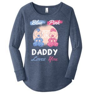 Pink Or Blue Daddy Loves You Gender Reveal Party Shower Great Gift Women's Perfect Tri Tunic Long Sleeve Shirt