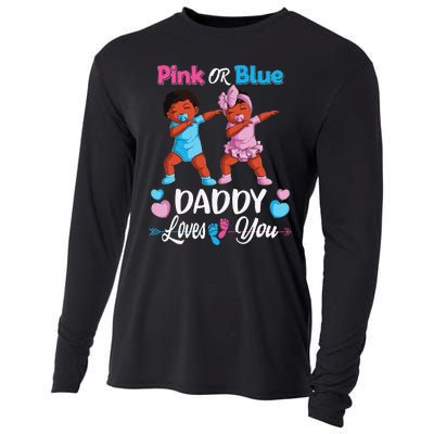 Pink Or Blue Daddy Loves You Black Baby Gender Reveal Party Cooling Performance Long Sleeve Crew