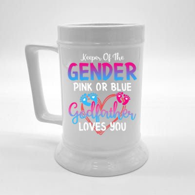 Pink Or Blue Godfather Loves You Keeper Of The Gender Daddy Cute Gift Beer Stein