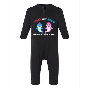 Pink Or Blue Mommy Loves You Gender Reveal Maternity Infant Fleece One Piece