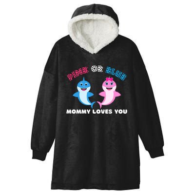 Pink Or Blue Mommy Loves You Gender Reveal Maternity Hooded Wearable Blanket