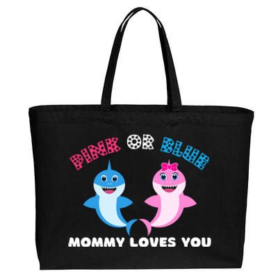 Pink Or Blue Mommy Loves You Gender Reveal Maternity Cotton Canvas Jumbo Tote