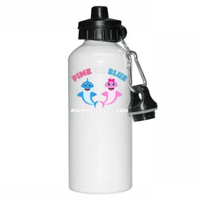 Pink Or Blue Mommy Loves You Gender Reveal Maternity Aluminum Water Bottle 