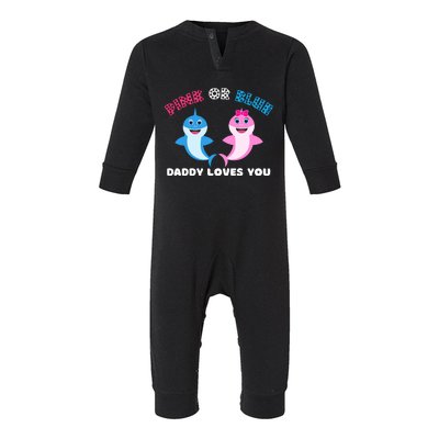 Pink Or Blue Daddy Loves You Gender Reveal Maternity Infant Fleece One Piece