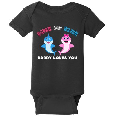 Pink Or Blue Daddy Loves You Gender Reveal Maternity Baby Bodysuit