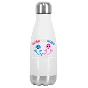 Pink Or Blue Daddy Loves You Gender Reveal Maternity Stainless Steel Insulated Water Bottle