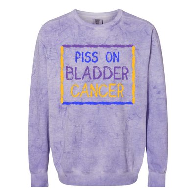 Piss On Bladder Cancer Purple Blue Yellow Ribbon Dysuria Urologist Colorblast Crewneck Sweatshirt