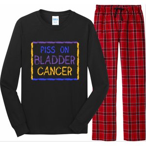 Piss On Bladder Cancer Purple Blue Yellow Ribbon Dysuria Urologist Long Sleeve Pajama Set