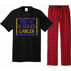 Piss On Bladder Cancer Purple Blue Yellow Ribbon Dysuria Urologist Pajama Set