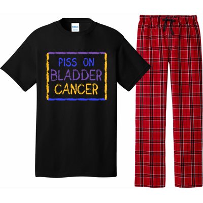 Piss On Bladder Cancer Purple Blue Yellow Ribbon Dysuria Urologist Pajama Set