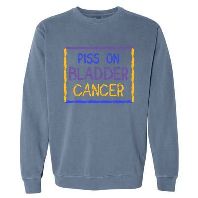 Piss On Bladder Cancer Purple Blue Yellow Ribbon Dysuria Urologist Garment-Dyed Sweatshirt