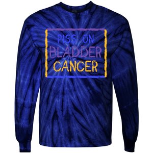 Piss On Bladder Cancer Purple Blue Yellow Ribbon Dysuria Urologist Tie-Dye Long Sleeve Shirt