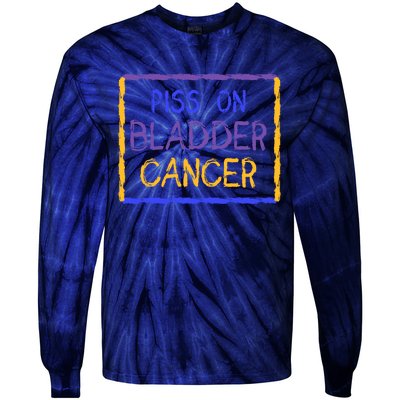 Piss On Bladder Cancer Purple Blue Yellow Ribbon Dysuria Urologist Tie-Dye Long Sleeve Shirt