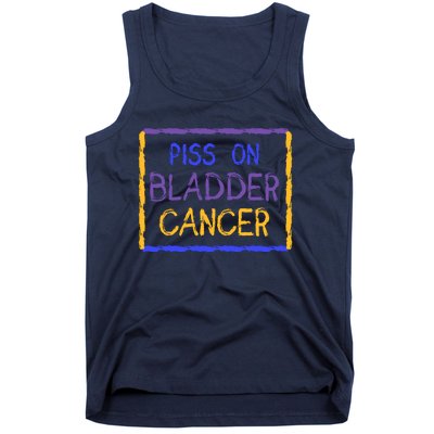 Piss On Bladder Cancer Purple Blue Yellow Ribbon Dysuria Urologist Tank Top