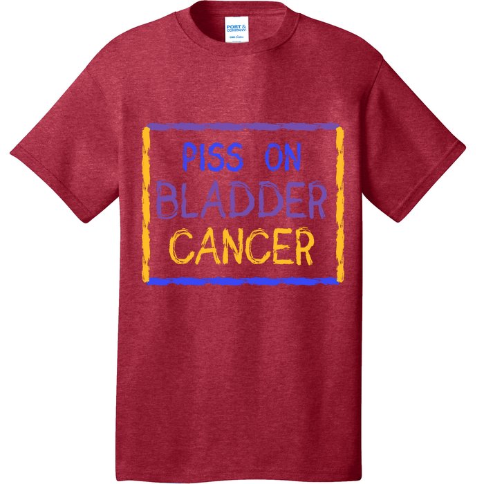 Piss On Bladder Cancer Purple Blue Yellow Ribbon Dysuria Urologist T-Shirt