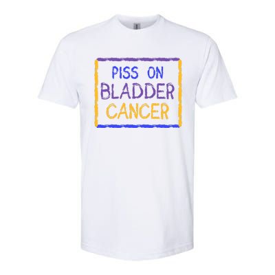 Piss On Bladder Cancer Purple Blue Yellow Ribbon Dysuria Urologist Softstyle CVC T-Shirt