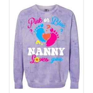 Pink Or Blue Nanny Loves You Baby Gender Reveal Colorblast Crewneck Sweatshirt