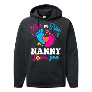 Pink Or Blue Nanny Loves You Baby Gender Reveal Performance Fleece Hoodie