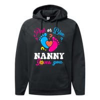 Pink Or Blue Nanny Loves You Baby Gender Reveal Performance Fleece Hoodie