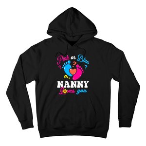 Pink Or Blue Nanny Loves You Baby Gender Reveal Hoodie