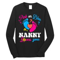 Pink Or Blue Nanny Loves You Baby Gender Reveal Long Sleeve Shirt