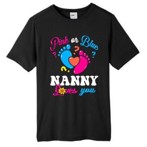 Pink Or Blue Nanny Loves You Baby Gender Reveal Tall Fusion ChromaSoft Performance T-Shirt