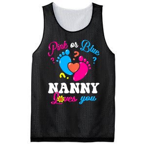 Pink Or Blue Nanny Loves You Baby Gender Reveal Mesh Reversible Basketball Jersey Tank