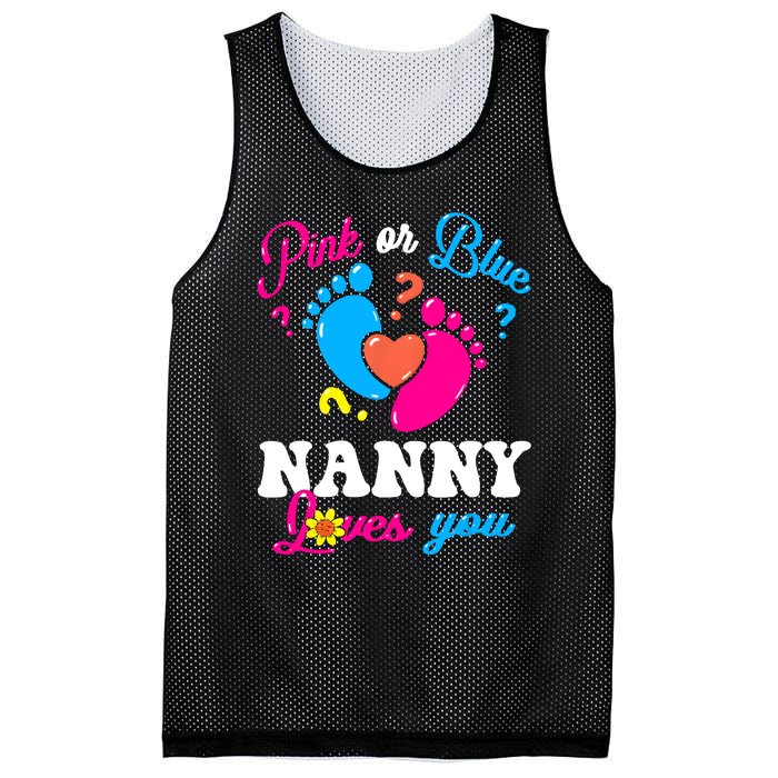 Pink Or Blue Nanny Loves You Baby Gender Reveal Mesh Reversible Basketball Jersey Tank