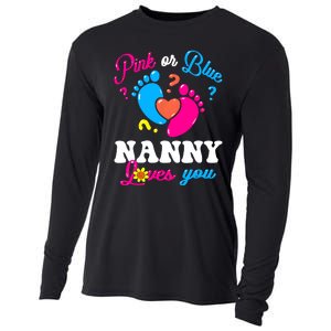 Pink Or Blue Nanny Loves You Baby Gender Reveal Cooling Performance Long Sleeve Crew