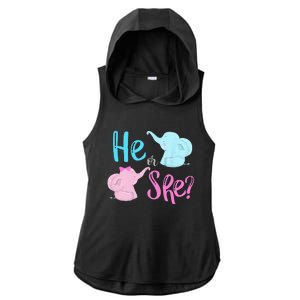 Pink Or Blue Gender Reveal Elephant Ladies PosiCharge Tri-Blend Wicking Draft Hoodie Tank