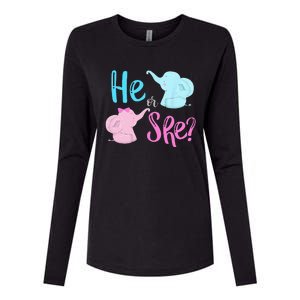 Pink Or Blue Gender Reveal Elephant Womens Cotton Relaxed Long Sleeve T-Shirt