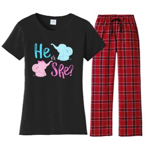 Pink Or Blue Gender Reveal Elephant Women's Flannel Pajama Set